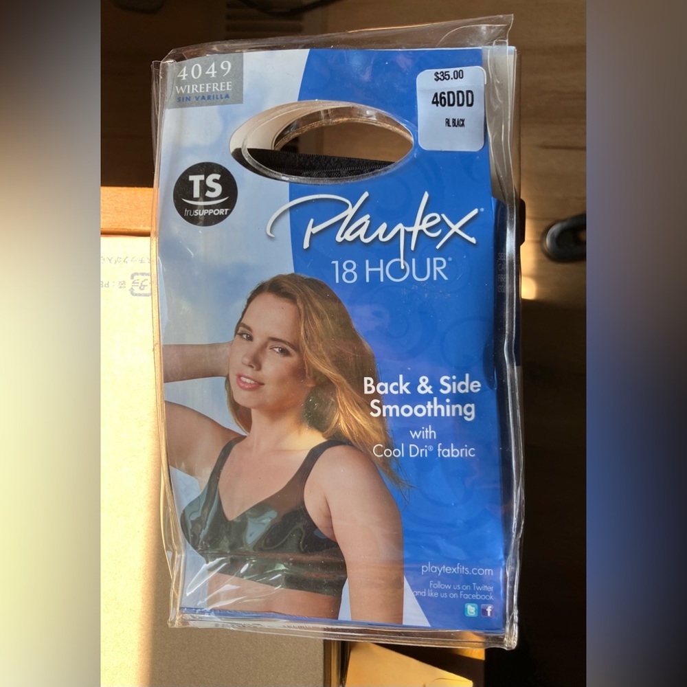 Playtex 18 Hour Back And Side Smoothing Wirefree Bra (Black)